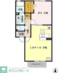 プラムズ・ヴィラ 2階1LDKの間取り