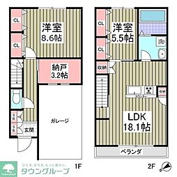 東武東上線 坂戸駅 徒歩12分の賃貸アパート 1階2SLDKの間取り