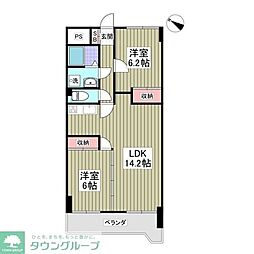 東武東上線 坂戸駅 徒歩10分の賃貸マンション 1階2DKの間取り