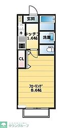 キャメル狭山ヶ丘 1階1Kの間取り