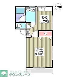 JR八高線 毛呂駅 徒歩6分の賃貸アパート 2階1DKの間取り