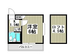 ブラウン第2 1階1Kの間取り