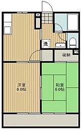 MEW第3 2階2DKの間取り