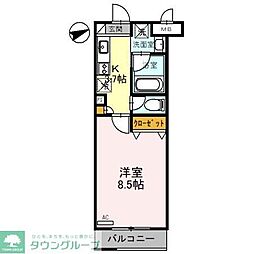 LA・FELICE 2階1Kの間取り