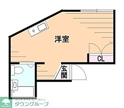 サングリエ所沢 2階ワンルームの間取り