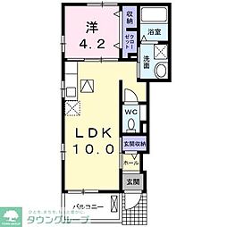 東武越生線 武州唐沢駅 徒歩7分の賃貸アパート 1階1LDKの間取り