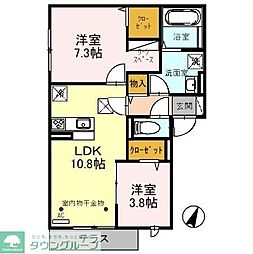 ラマージュ 1階2LDKの間取り
