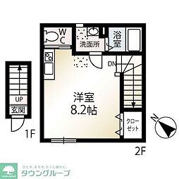 東武越生線 坂戸駅 徒歩13分の賃貸アパート 2階ワンルームの間取り