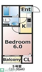 エバーズ鶴ヶ島 3階1Kの間取り