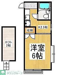 センチュリーハイム若葉台 1階ワンルームの間取り