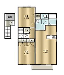 ヴィラ・ウイスタリア 2階2LDKの間取り