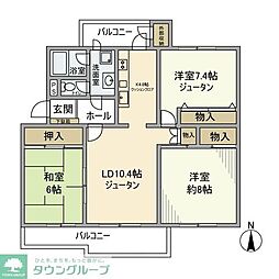 西所沢椿峰ニュータウン27街区1号棟 3階3LDKの間取り