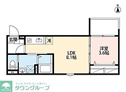 rh 小手指 1階1LDKの間取り