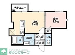 COCO川越 2階1LDKの間取り