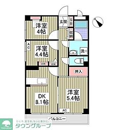 東武東上線 坂戸駅 徒歩11分の賃貸マンション 4階3DKの間取り
