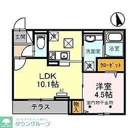 グレイス 1階1LDKの間取り