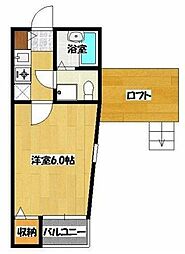 西武池袋線 所沢駅 徒歩7分の賃貸アパート 2階1Kの間取り