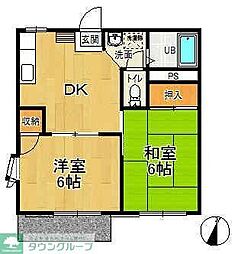 ハイムコクダB 2DKの間取図画像