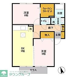 グランドゥールA館 2DKの間取図画像