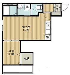 狭山市入間川3丁目アパート 1Kの間取図画像