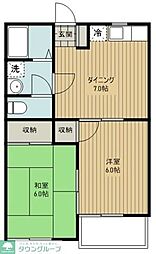 ルミエール水野 2DKの間取図画像