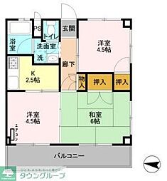 農住メゾン霞 3Kの間取図画像