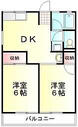 ハイム大手町A 2DKの間取図画像