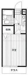 シティパレス中富2 1Kの間取図画像
