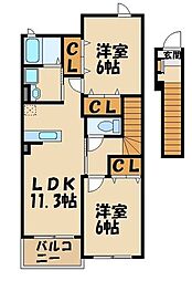 サニーレジデンス 2LDKの間取図画像