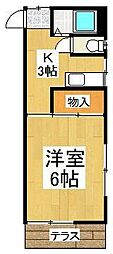 ムサシノコーポ 1Kの間取図画像