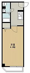 ヒルズ東町 1Kの間取図画像