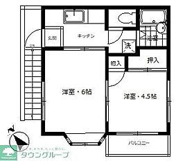 カーサベラデ狭山ケ丘 2Kの間取図画像