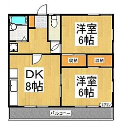 サンロードハイム3号館 2DKの間取図画像