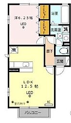 メゾン・ルアー3 1LDKの間取図画像