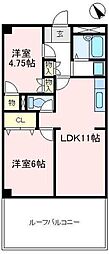 アマン狭山台 2LDKの間取図画像