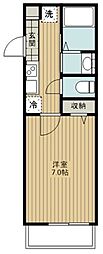 入間市河原町アパート 1Kの間取図画像
