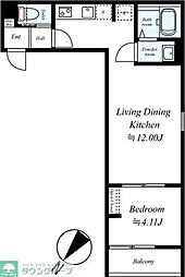 川越市南台2丁目アパート 1LDKの間取図画像