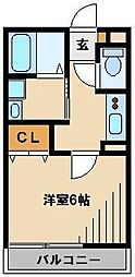 吉見 1Kの間取図画像