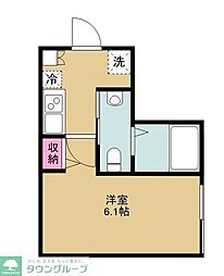 エクセル若葉 1Kの間取図画像