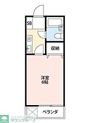 ジュネス狭山ケ丘 1Kの間取図画像