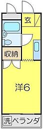 キャッスル小手指 1Kの間取図画像