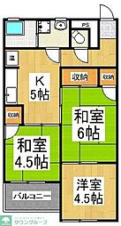 第2ヒバリハイツ 3Kの間取図画像