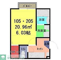 川越市霞ケ関北3丁目アパート 1Kの間取図画像