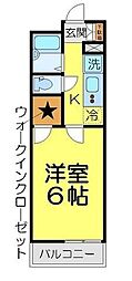 レオパレスアレグリーア 3階1Kの間取り