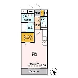 カメリア武蔵藤沢 1階ワンルームの間取り