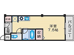 カースル・安田 ワンルームの間取図画像