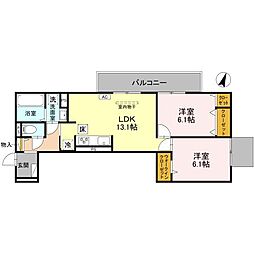 GRAMM奥海印寺　EAST 1階2LDKの間取り