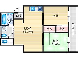 YUUハイツ 2LDKの間取図画像