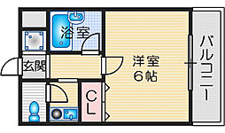 ヴィラコジュカ 2階1Kの間取り