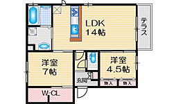 ソフィアコート鳥飼　B棟 2階2LDKの間取り